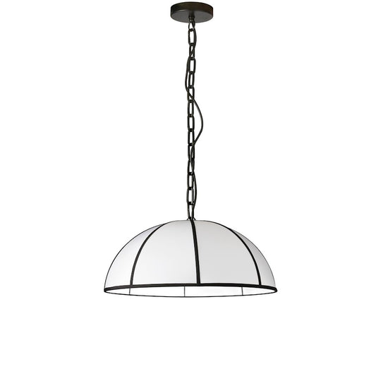 Dainolite Portobello 20in 1-Light Pendant | Contemporary White and Black Fabric Dome | Kitchen Island & Dining Room | Model PTO-201P-MB-BW