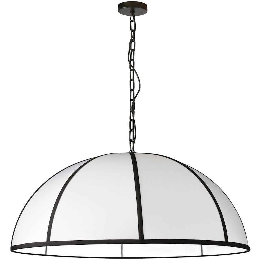 Dainolite Portobello 40in 1-Light Pendant | Contemporary Matte Black and White Fabric | Kitchen Island & Dining Room | 40 x 40 x 16 | Model PTO-401P-MB-BW