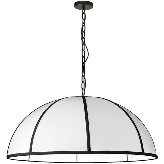 Dainolite Portobello 40in 1-Light Pendant | Contemporary Matte Black and White Fabric | Kitchen Island & Dining Room | 40 x 40 x 16 | Model PTO-401P-MB-BW