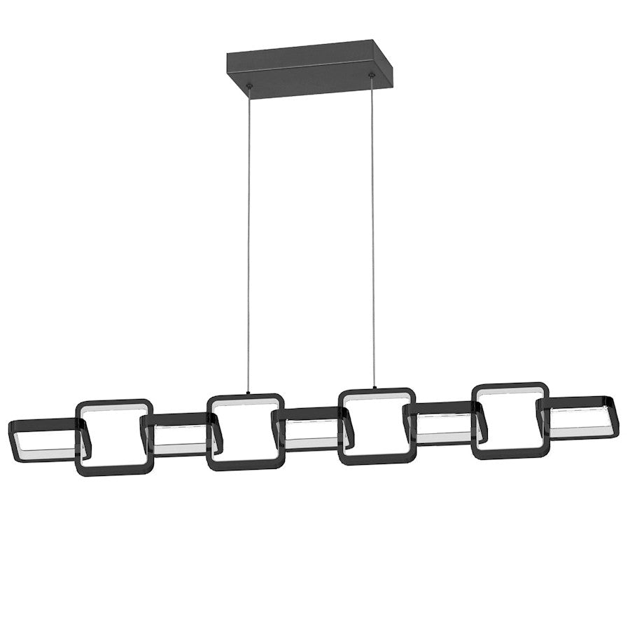 Dainolite Patsy 43in 1-Light LED Horizontal Pendant | Transitional Matte Black and White Silicone | Kitchen Island & Dining | Model PTY-4359LEDHP-MB