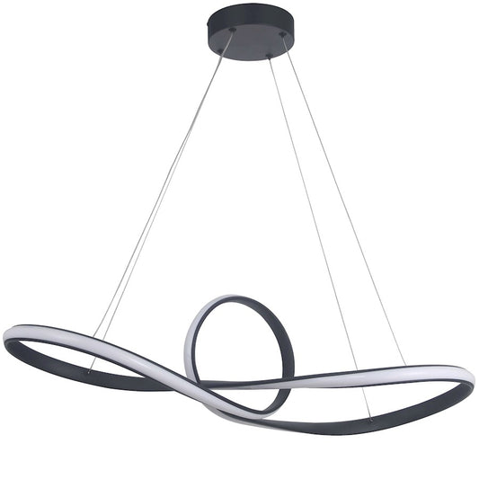 Dainolite Percival 30in 1-Light LED Pendant | Contemporary Matte Black and White Silicone | Kitchen Island & Dining Room | Model PVL-3043LEDHP-MB