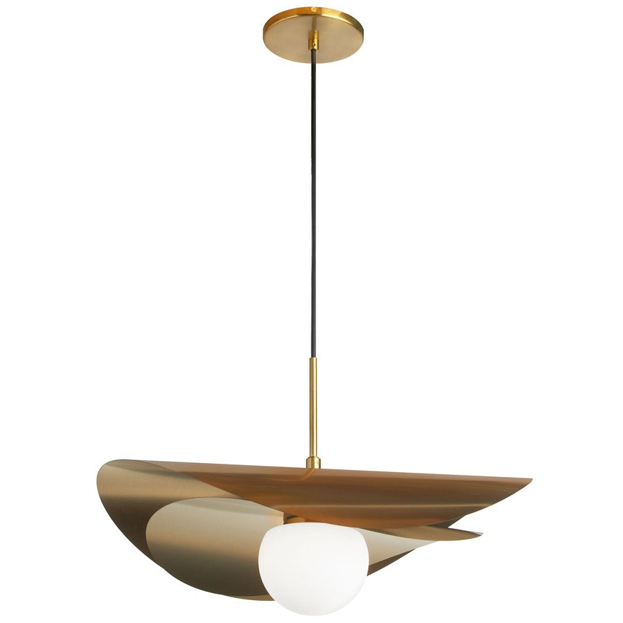 Dainolite Paven 20in 1-Light LED Pendant | Transitional Aged Brass Metal | Foyer & Dining Room Accent | 20 x 20 x 20 in | Model PVN-2012LEDP-AGB