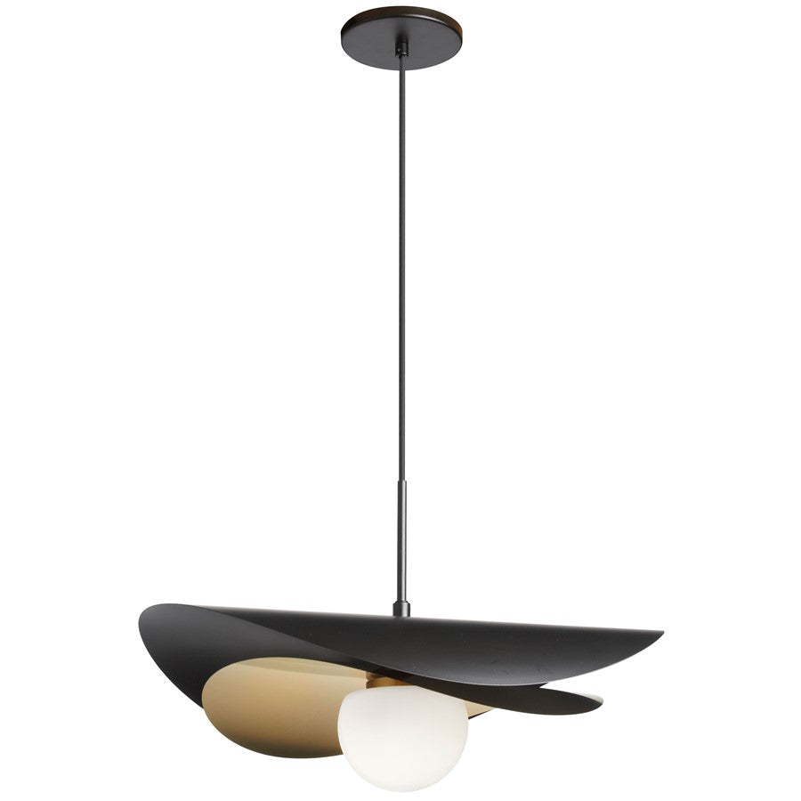 Dainolite Paven 20in 1-Light LED Pendant | Transitional Matte Black and Aged Brass Metal | Kitchen & Dining Room | Model PVN-2012LEDP-MB-AGB