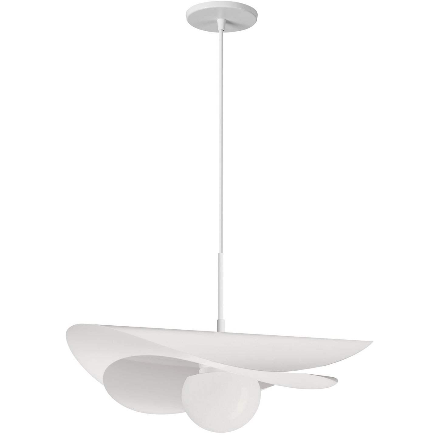 Dainolite Paven 20in 1-Light LED Pendant | Contemporary Matte White Metal and Opal Glass | Kitchen Island & Dining Room | 20 x 20 | Model PVN-2012LEDP-MW
