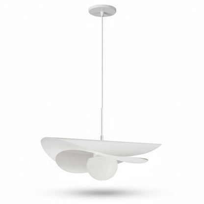 Dainolite Paven 20in 1-Light LED Pendant | Contemporary Matte White Metal and Opal Glass | Kitchen Island & Dining Room | 20 x 20 | Model PVN-2012LEDP-MW