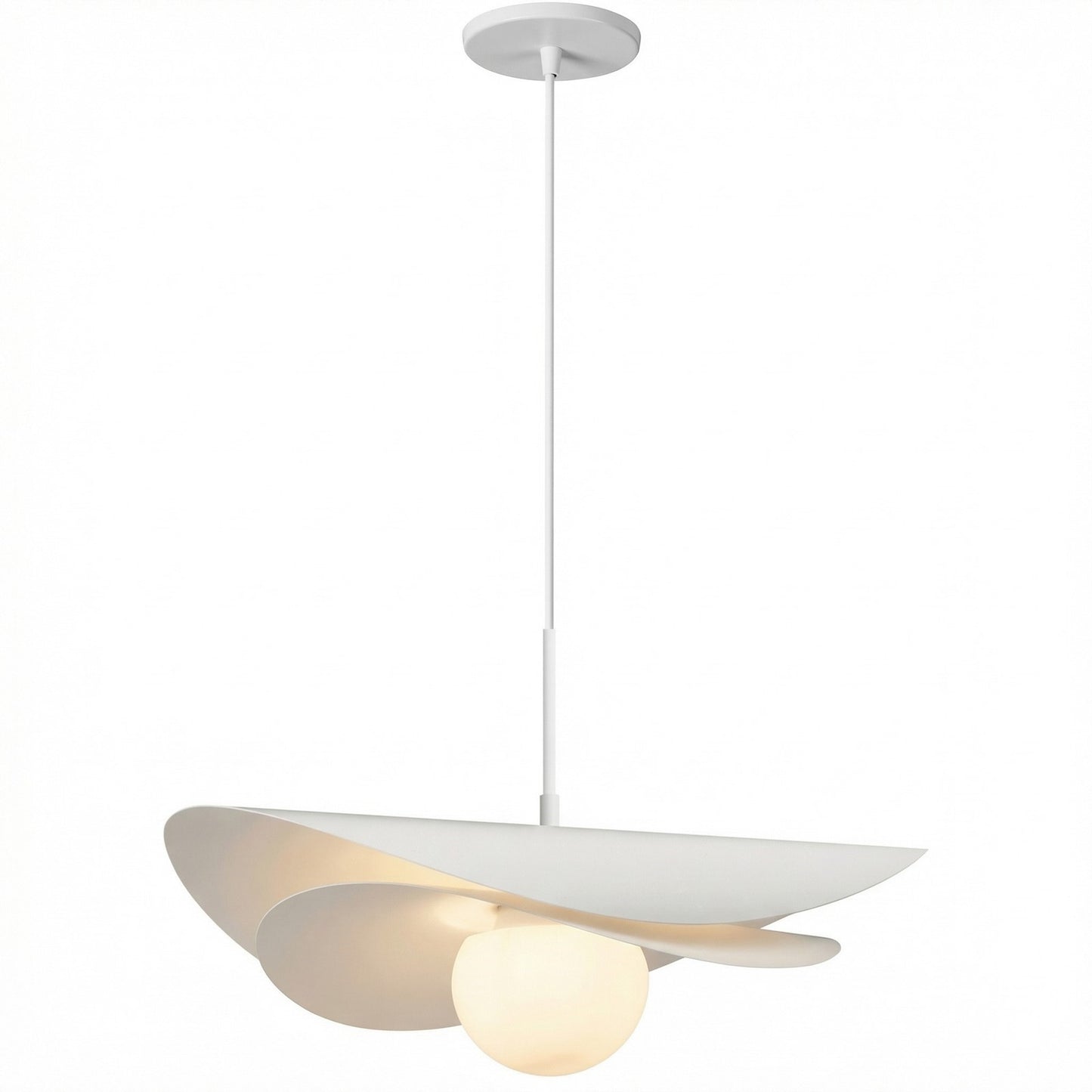 Dainolite Paven 20in 1-Light LED Pendant | Contemporary Matte White Metal and Opal Glass | Kitchen Island & Dining Room | 20 x 20 | Model PVN-2012LEDP-MW