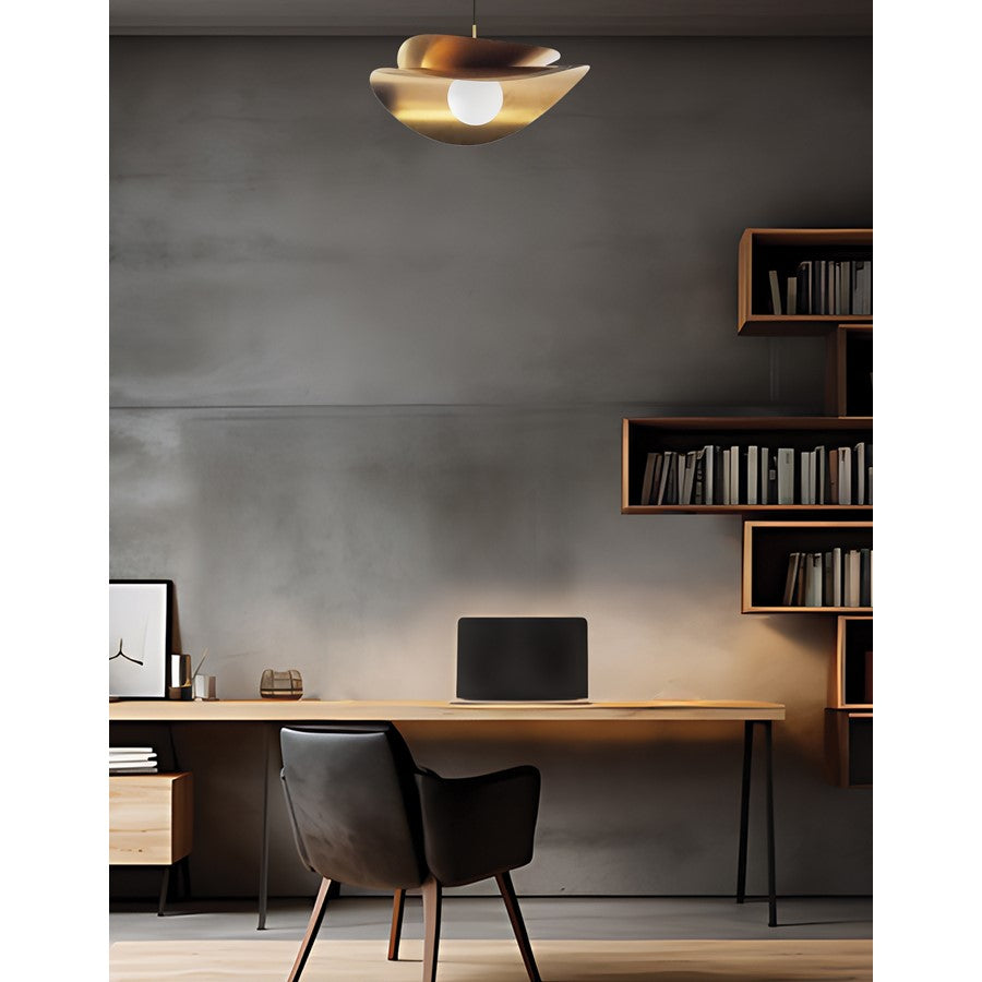 Dainolite Paven 20in 1-Light LED Pendant | Contemporary Aged Brass Metal | Kitchen & Dining Room | 20 x 20 x 12 in | Model PVN-2015LEDP-AGB