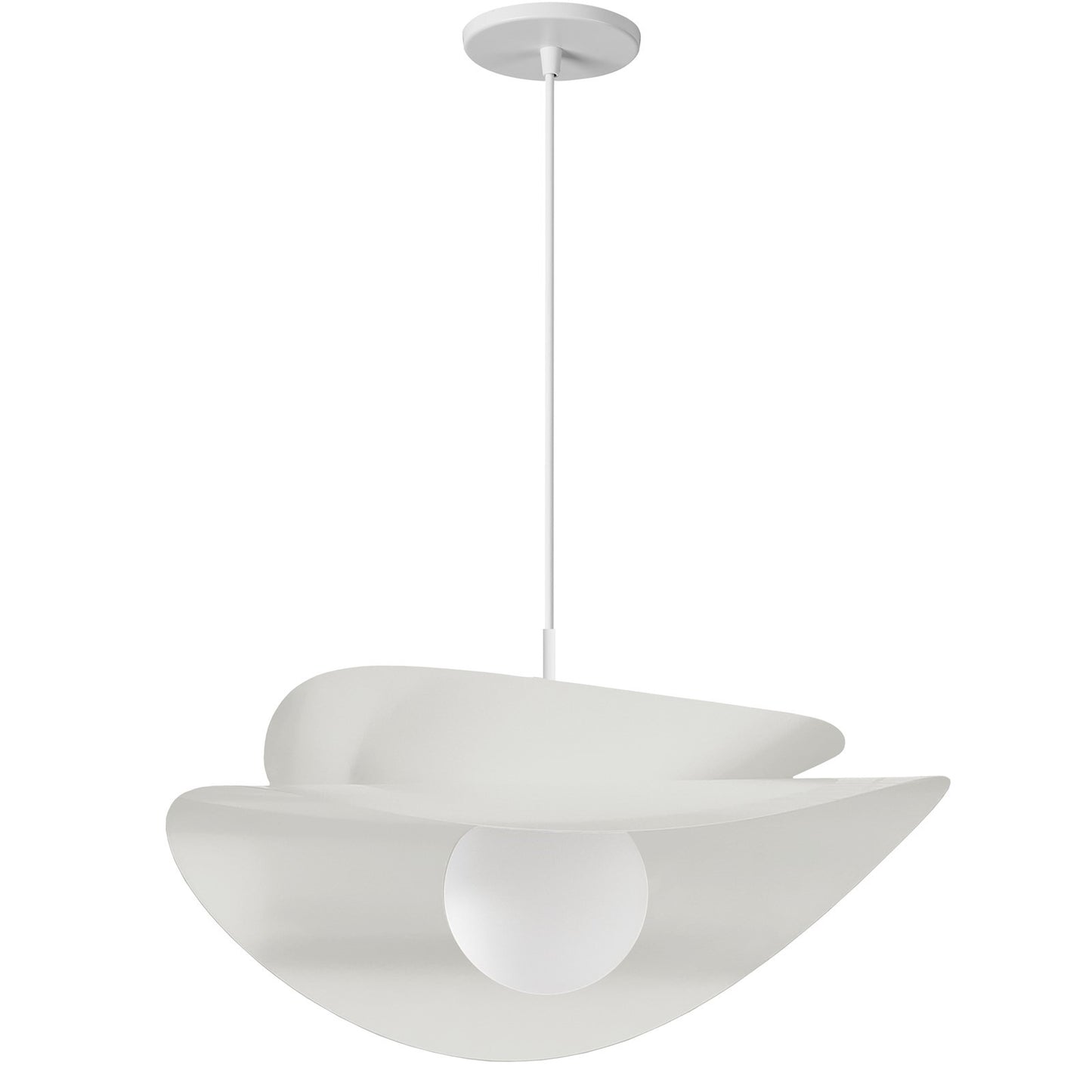 Dainolite Paven 20in 1-Light LED Pendant | Contemporary Matte White Metal and Opal Glass | Dining Room & Foyer | 20 x 20 x 12 in | Model PVN-2015LEDP-MW