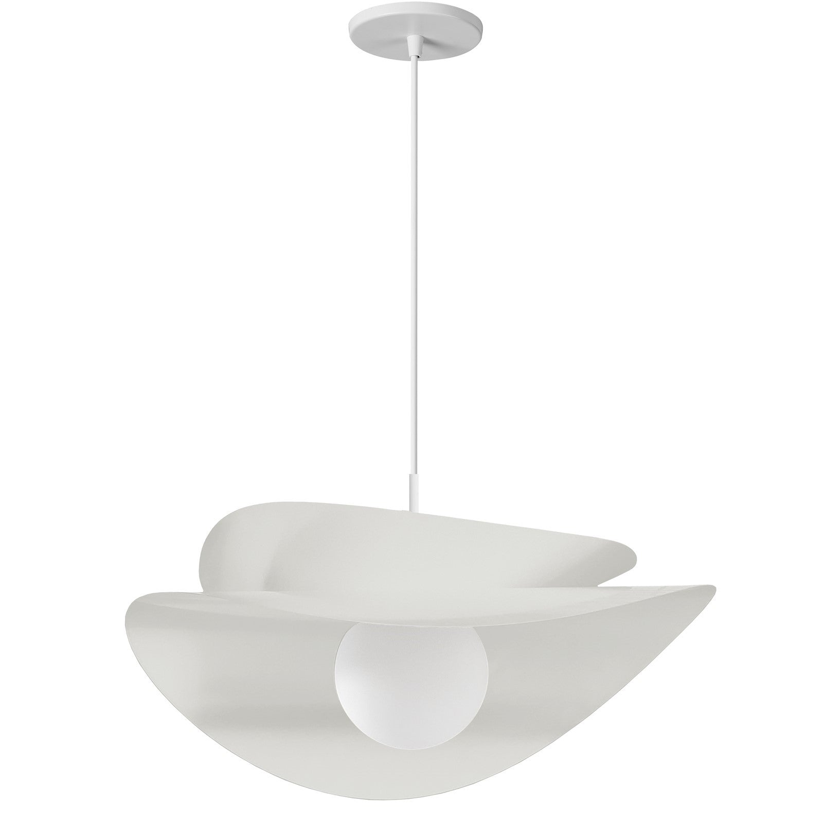 Dainolite Paven 20in 1-Light LED Pendant | Contemporary Matte White Metal and Opal Glass | Dining Room & Foyer | 20 x 20 x 12 in | Model PVN-2015LEDP-MW