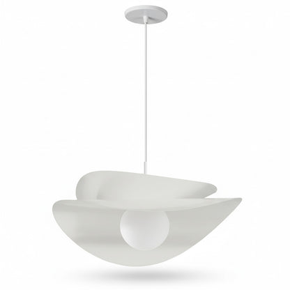 Dainolite Paven 20in 1-Light LED Pendant | Contemporary Matte White Metal and Opal Glass | Dining Room & Foyer | 20 x 20 x 12 in | Model PVN-2015LEDP-MW