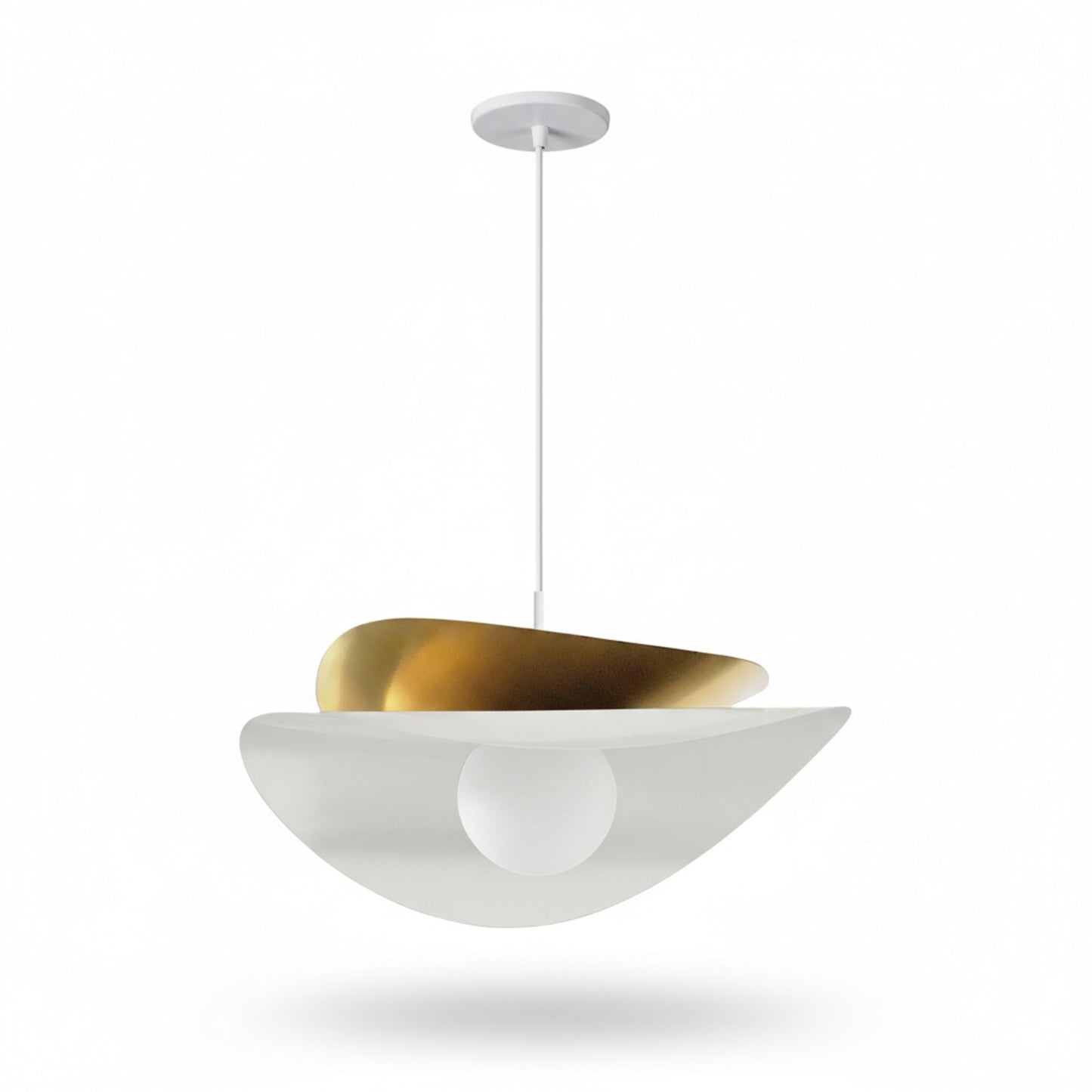 Dainolite Paven 20in 1-Light LED Pendant | Contemporary Matte White Metal and Opal Glass | Kitchen Island & Dining Room | 20 x | Model PVN-2015LEDP-MW-AGB