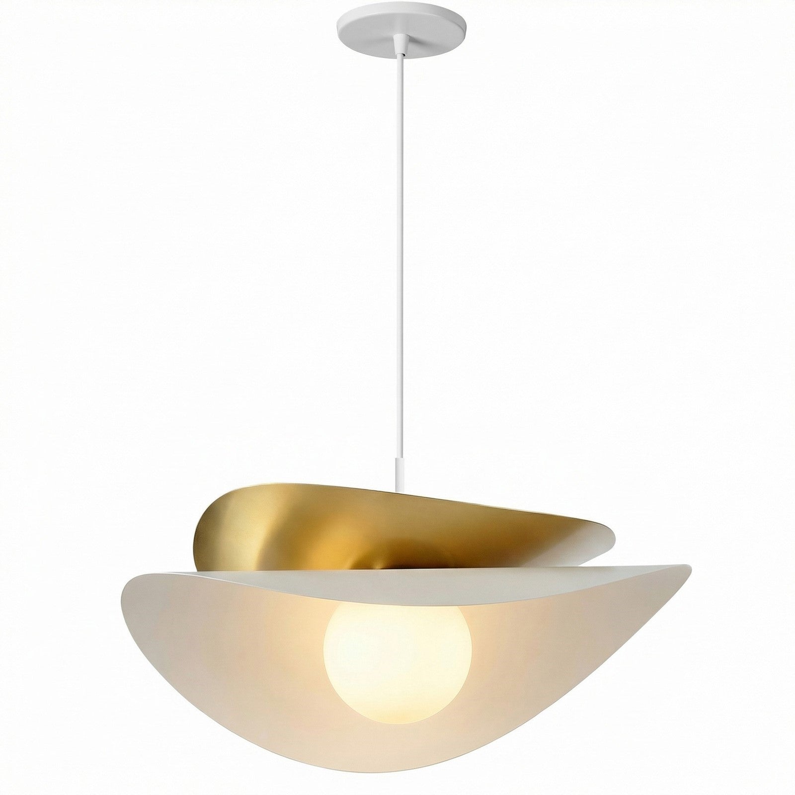 Dainolite Paven 20in 1-Light LED Pendant | Contemporary Matte White Metal and Opal Glass | Kitchen Island & Dining Room | 20 x | Model PVN-2015LEDP-MW-AGB