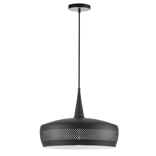 Dainolite Pixie 16in 1-Light Pendant | Transitional Matte Black Metal | Kitchen Island & Foyer | 16 x 16 x 12 in | Model PXE-161P-MB