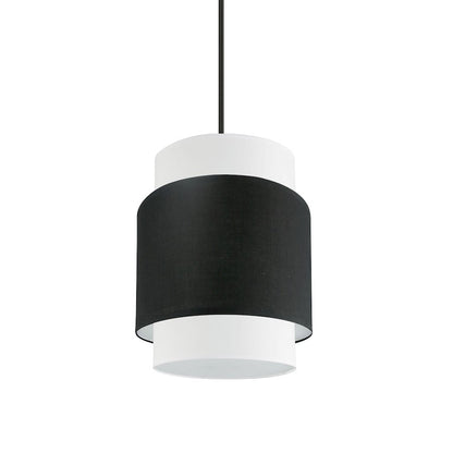 Dainolite Priya 10in 1-Light Pendant | Contemporary Matte Black and Black & White Fabric | Kitchen Island & Dining Room | 10 x 10 x | Model PYA-141P-MB-BW