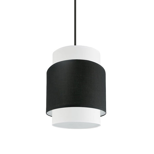 Dainolite Priya 10in 1-Light Pendant | Contemporary Matte Black and Black & White Fabric | Kitchen Island & Dining Room | 10 x 10 x | Model PYA-141P-MB-BW