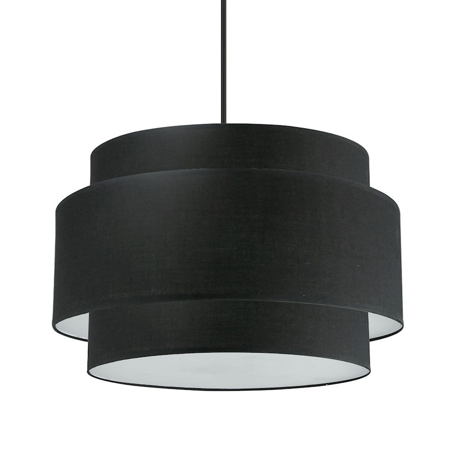 Dainolite Priya 22in 4-Light Chandelier | Contemporary Matte Black and Black Fabric Drum | Dining Room & Living Room | Model PYA-224C-MB-BK