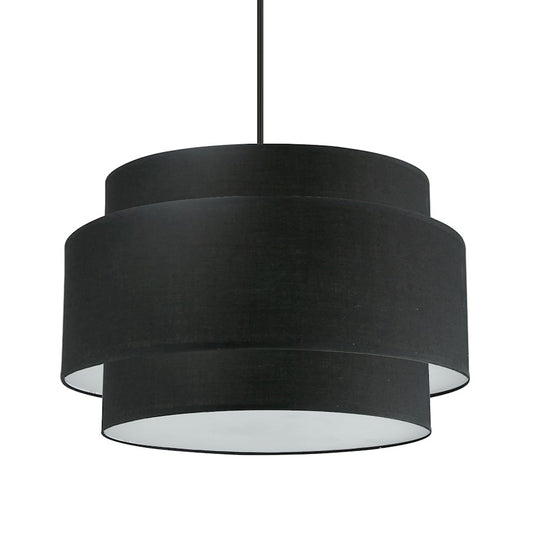 Dainolite Priya 22in 4-Light Chandelier | Contemporary Matte Black and Black Fabric Drum | Dining Room & Living Room | Model PYA-224C-MB-BK