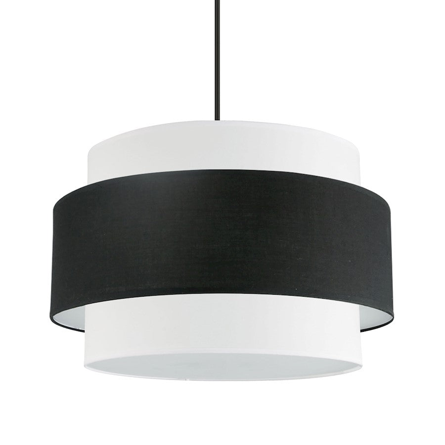 Dainolite Priya 22in 4-Light Chandelier | Contemporary Matte Black and Black & White Fabric Shade | Dining Room & Living Room | Model PYA-224C-MB-BW
