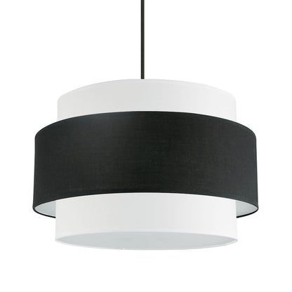 Dainolite Priya 22in 4-Light Chandelier | Contemporary Matte Black and Black & White Fabric Shade | Dining Room & Living Room | Model PYA-224C-MB-BW
