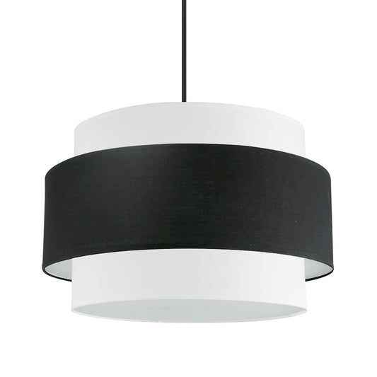 Dainolite Priya 22in 4-Light Chandelier | Contemporary Matte Black and Black & White Fabric Shade | Dining Room & Living Room | Model PYA-224C-MB-BW