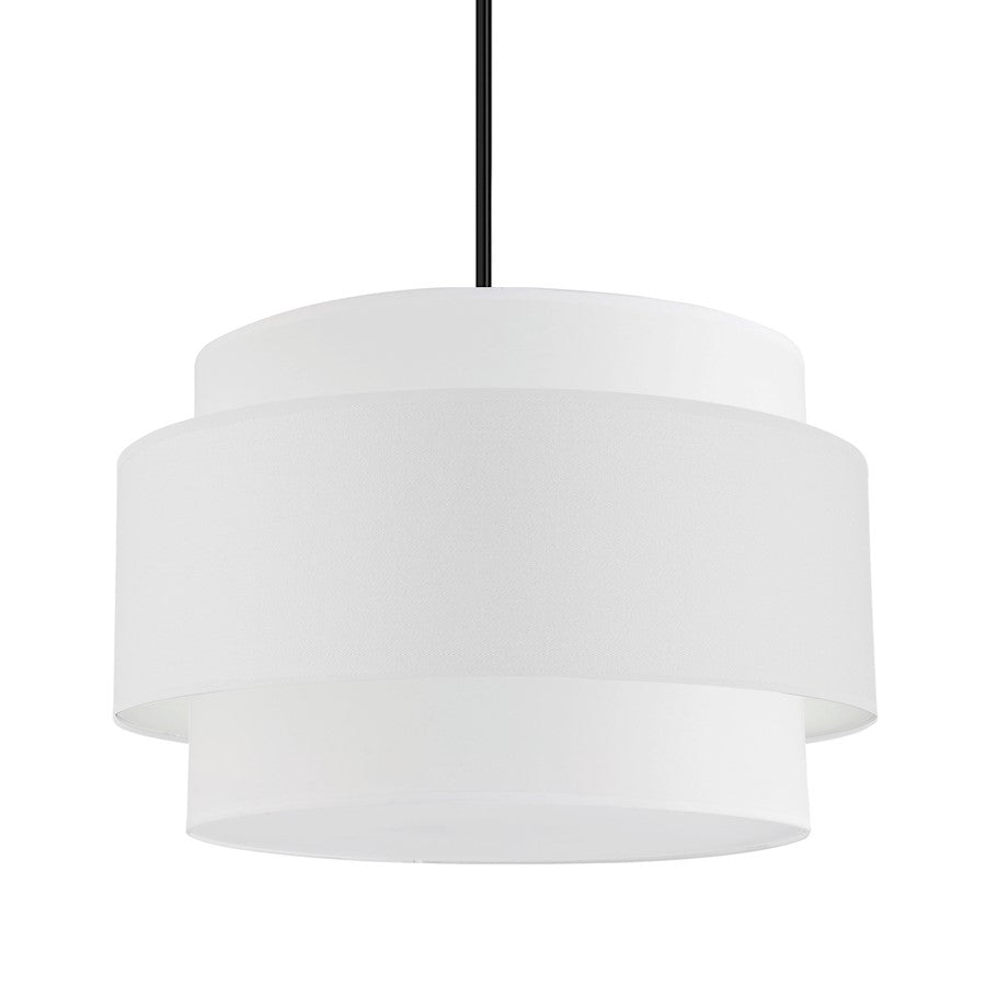Dainolite Priya 22in 4-Light Pendant | Contemporary Matte Black and White Fabric Shade | Kitchen Island & Dining Room | Model PYA-224C-MB-WH
