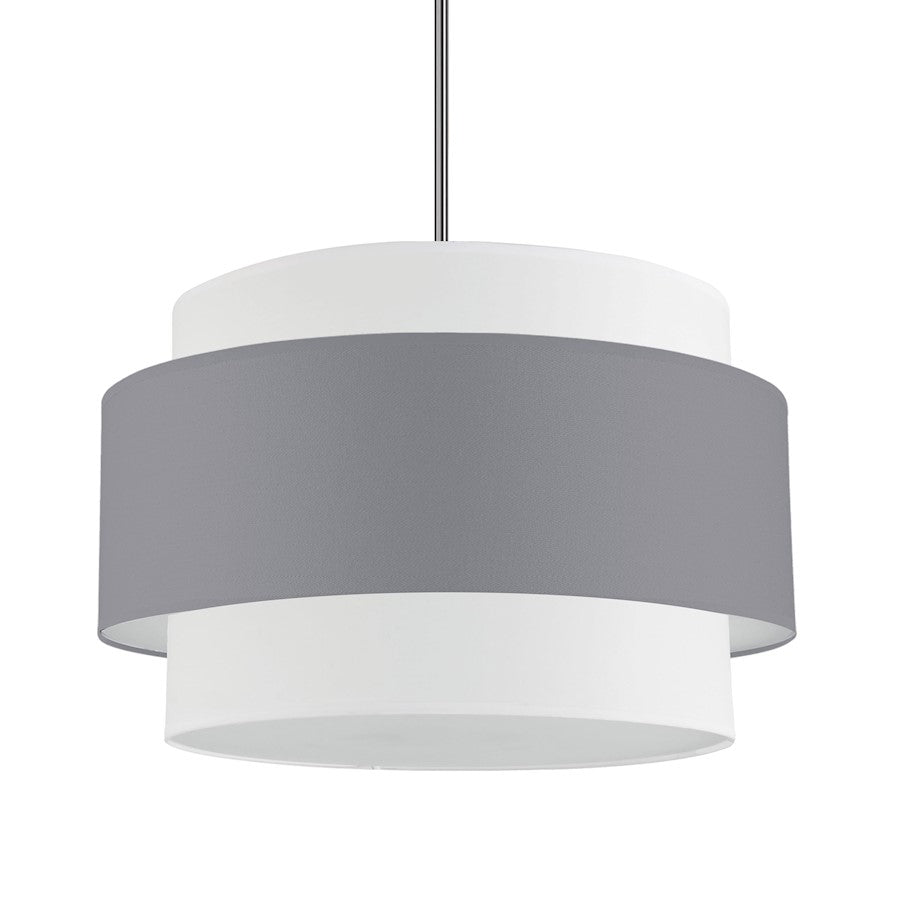Dainolite Priya 22in 4-Light Chandelier | Contemporary Polished Chrome and Grey & White Fabric Shade | Living Room & Dining Room | Model PYA-224C-PC-GRW