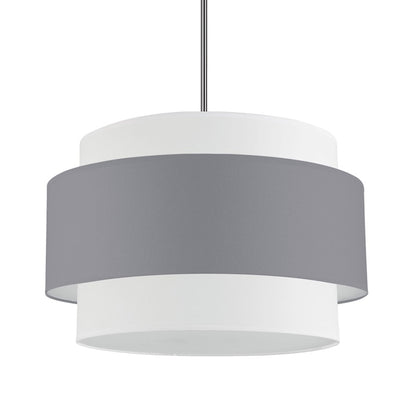 Dainolite Priya 22in 4-Light Chandelier | Contemporary Polished Chrome and Grey & White Fabric Shade | Living Room & Dining Room | Model PYA-224C-PC-GRW