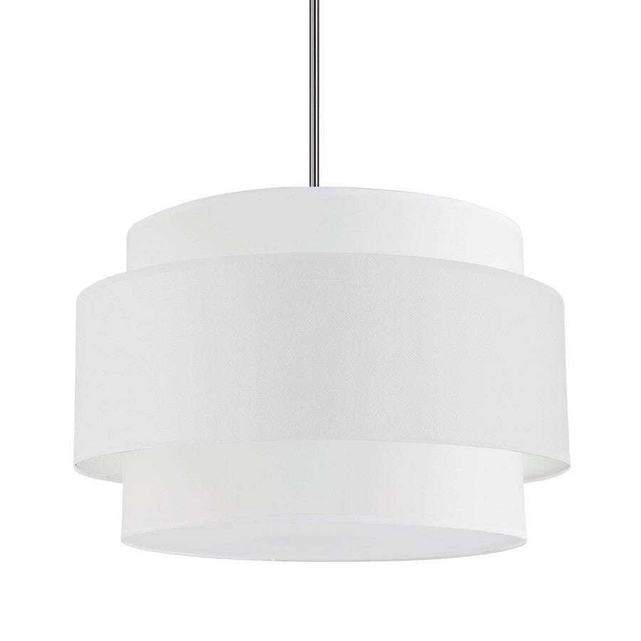 Dainolite Priya 22in 4-Light Pendant | Contemporary Polished Chrome and White Fabric Shade | Kitchen Island & Dining Room | Model PYA-224C-PC-WH