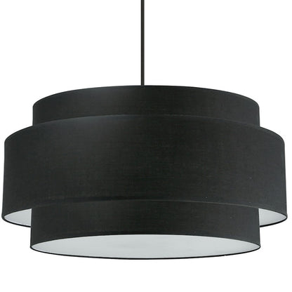 Dainolite Priya 30in 4-Light Chandelier | Contemporary Matte Black and Black Fabric Drum Shade | Dining Room & Living Room | Model PYA-304C-MB-BK