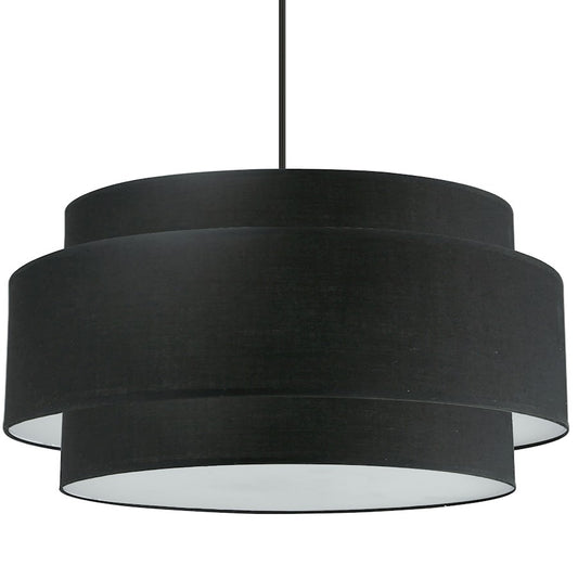 Dainolite Priya 30in 4-Light Chandelier | Contemporary Matte Black and Black Fabric Drum Shade | Dining Room & Living Room | Model PYA-304C-MB-BK