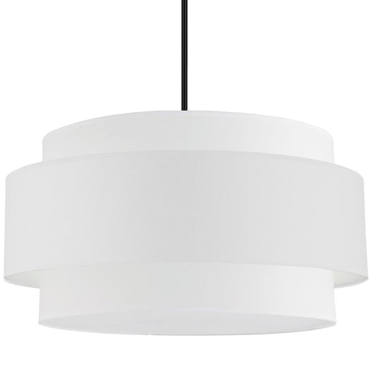 Dainolite Priya 30in 4-Light Pendant | Contemporary Matte Black and White Fabric Drum Shade | Dining Room & Living Room | Model PYA-304C-MB-WH