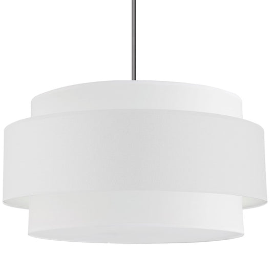 Dainolite Priya 30in 4-Light Pendant | Contemporary Polished Chrome and White Fabric Drum Shade | Dining Room & Living Room | Model PYA-304C-PC-WH
