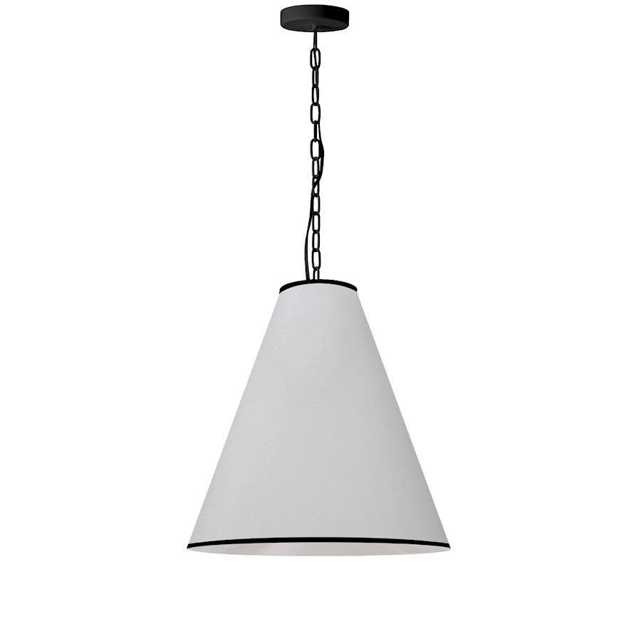 Dainolite Prym 20in 1-Light Pendant | Transitional Matte Black and White Fabric | Kitchen Island & Dining Room | 20 x 20 x 18 in | Model PYM-M-MB-BW