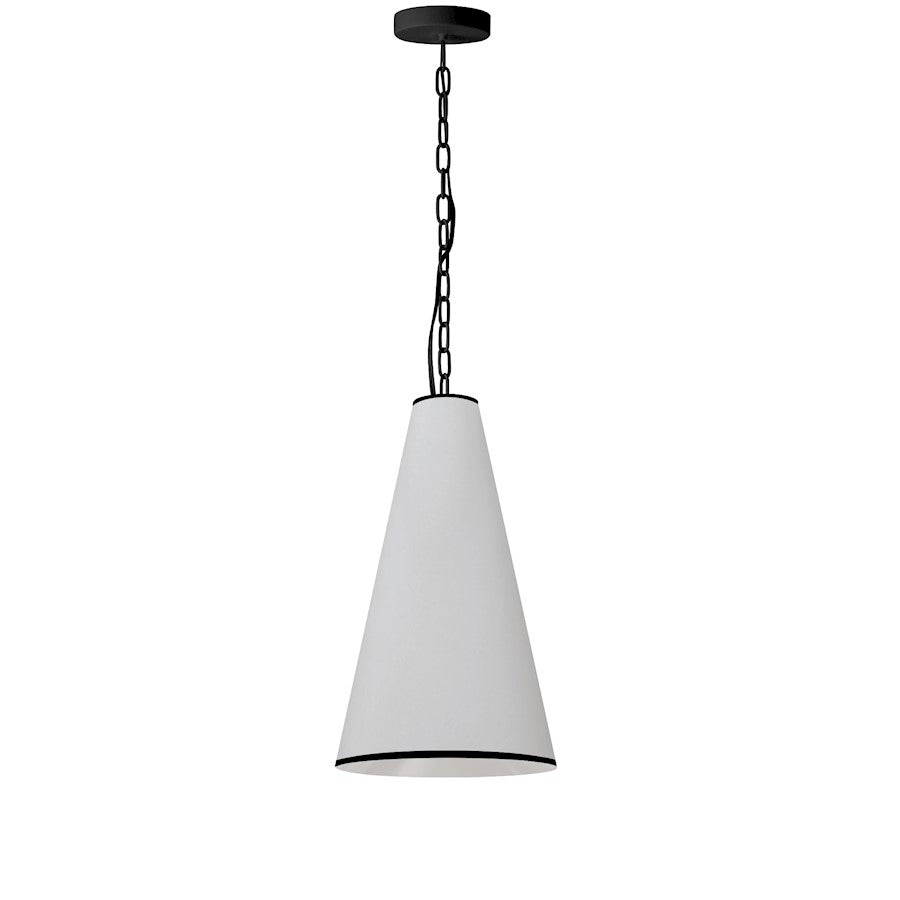 Dainolite Prym 12in 1-Light Pendant | Transitional Matte Black and White Fabric | Kitchen Island & Dining Room | 12 x 12 x 18 in | Model PYM-S-MB-BW