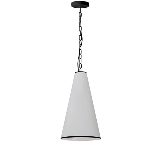 Dainolite Prym 12in 1-Light Pendant | Transitional Matte Black and White Fabric | Kitchen Island & Dining Room | 12 x 12 x 18 in | Model PYM-S-MB-BW