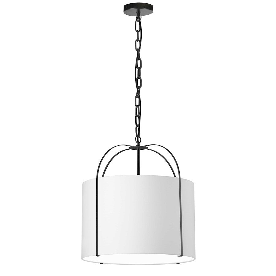 Dainolite Quincy 18in 1-Light Pendant | Contemporary Matte Black and White Fabric | Kitchen & Dining Room | 18 x 18 x 16.5 in | Model QCY-181P-BK-WH