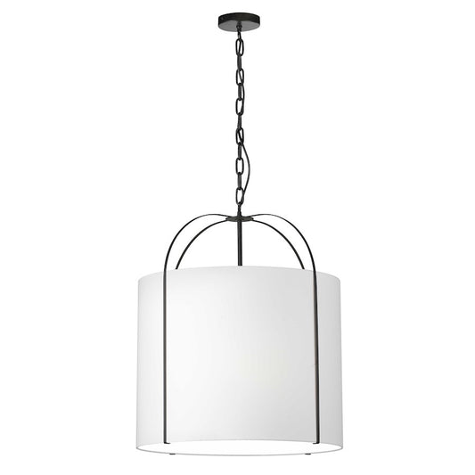 Dainolite Quincy 22in 3-Light Pendant | Contemporary Matte Black and White Fabric | Kitchen & Dining Room | 22 x 22 x 25.5 in | Model QCY-221P-BK-WH