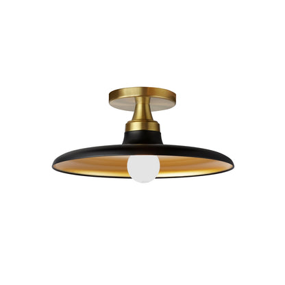 Dainolite Quentin 12in 1-Light Flush Mount | Contemporary Aged Brass Metal Shade | Living Room & Bedroom Ceiling Light | 12 x 12 | Model QTN-121SF-MB-AGB