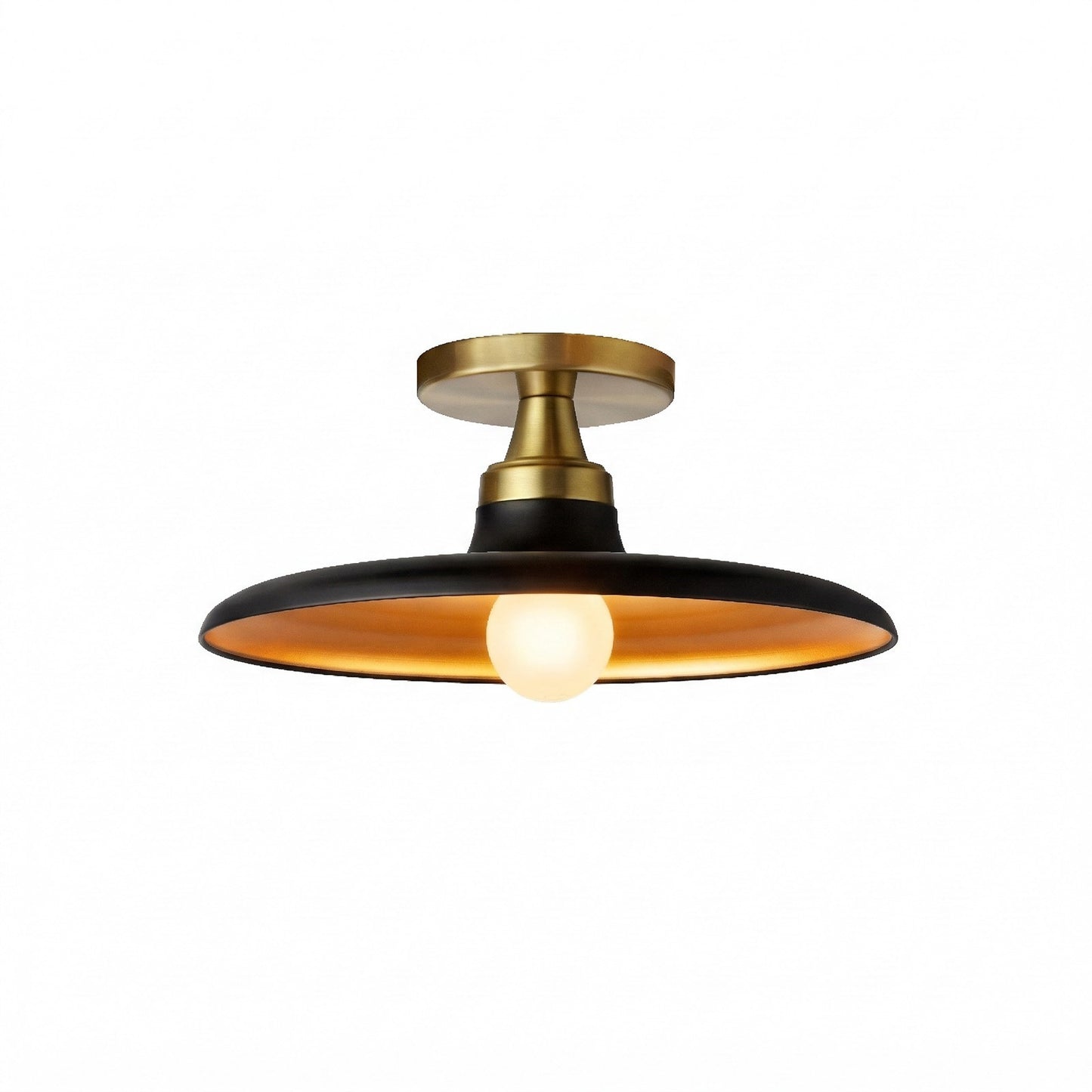 Dainolite Quentin 12in 1-Light Flush Mount | Contemporary Aged Brass Metal Shade | Living Room & Bedroom Ceiling Light | 12 x 12 | Model QTN-121SF-MB-AGB