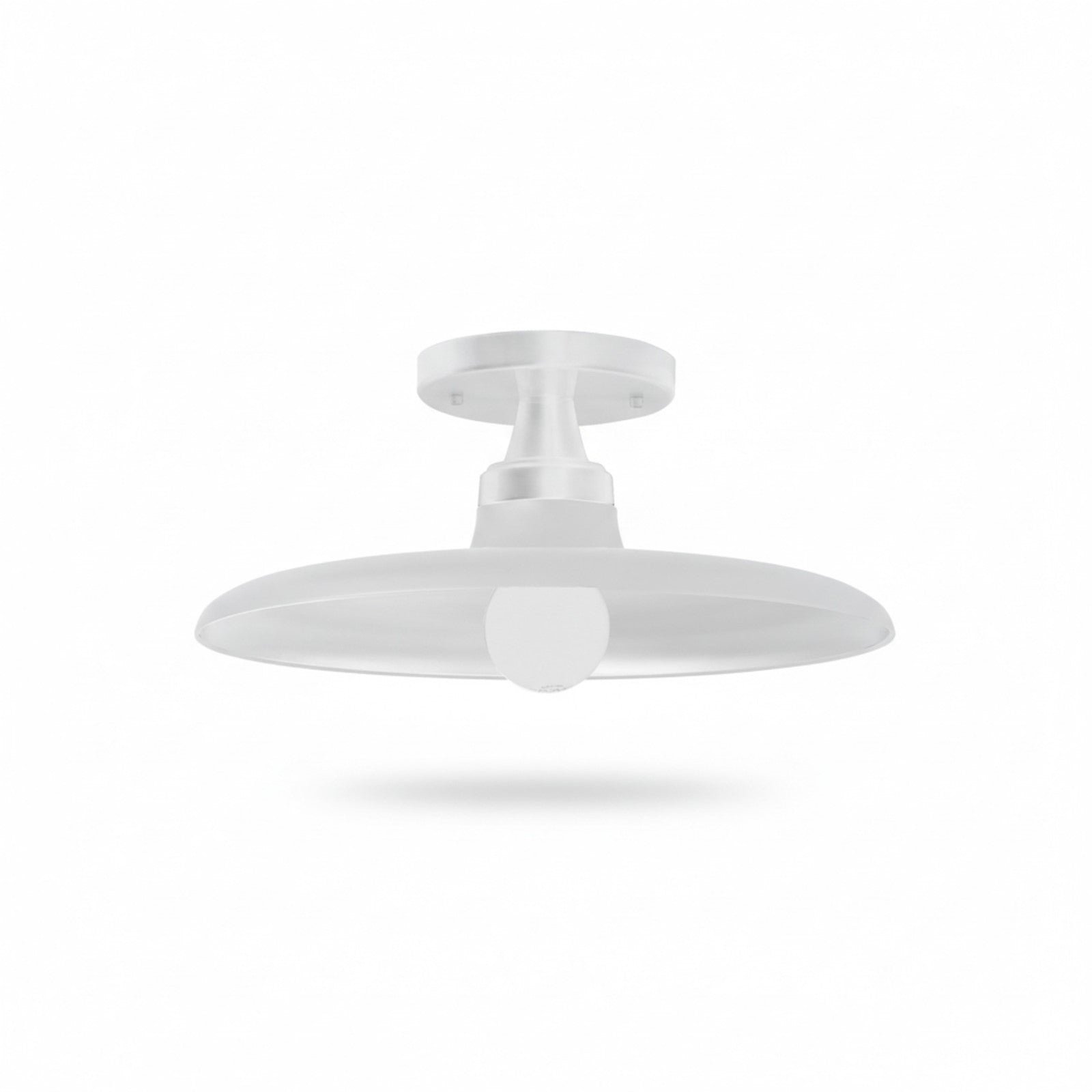 Dainolite Quentin 12in 1-Light Flush Mount | Contemporary Matte White Metal Shade | Living Room, Bedroom & Bathroom Ceiling Light | Model QTN-121SF-MW