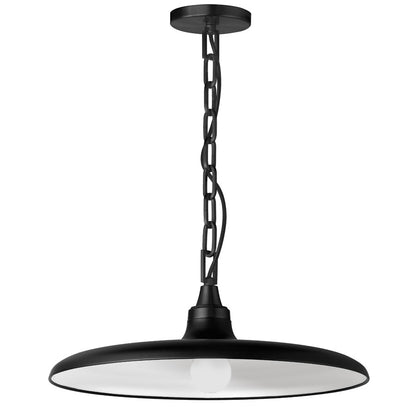 Dainolite Quentin 18in 1-Light Pendant | Contemporary Matte Black Metal Shade | Kitchen Island & Dining Room | 18 x 18 x 7 in | Model QTN-181P-MB