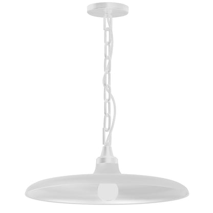 Dainolite Quentin 18in 1-Light Pendant | Contemporary Matte White Metal Shade | Kitchen Island & Dining Room | 18 x 18 x 7 in | Model QTN-181P-MW