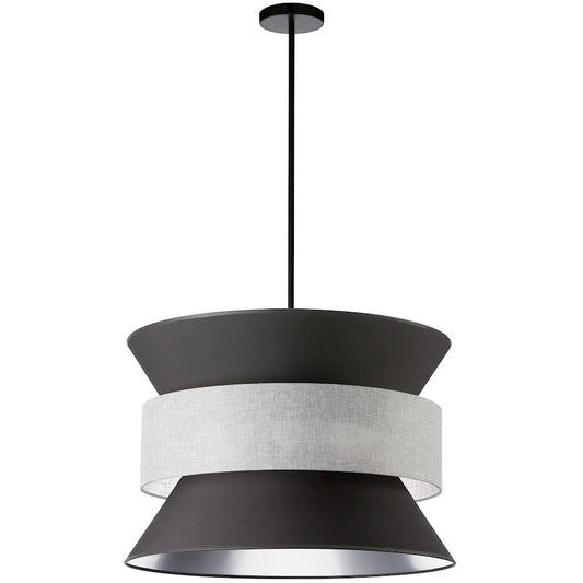 Dainolite Questa 24in 4-Light Pendant | Transitional Black Fabric and Matte Black Metal | Living Room & Dining Room | Model QUA-244P-BK-GRY