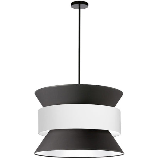 Dainolite Questa 24in 4-Light Pendant | Transitional Black Fabric and Matte Black Metal | Living Room & Dining Room | Model QUA-244P-BK-WH