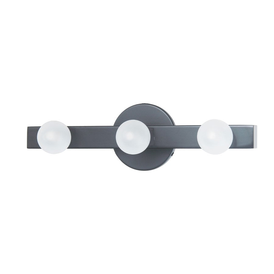 Dainolite Raleigh 16in 3-Light Vanity Light | Modern Matte Black and White Glass | Bathroom & Powder Room | 16 x 4.5 x 4.75 in | Model RAL-163W-MB
