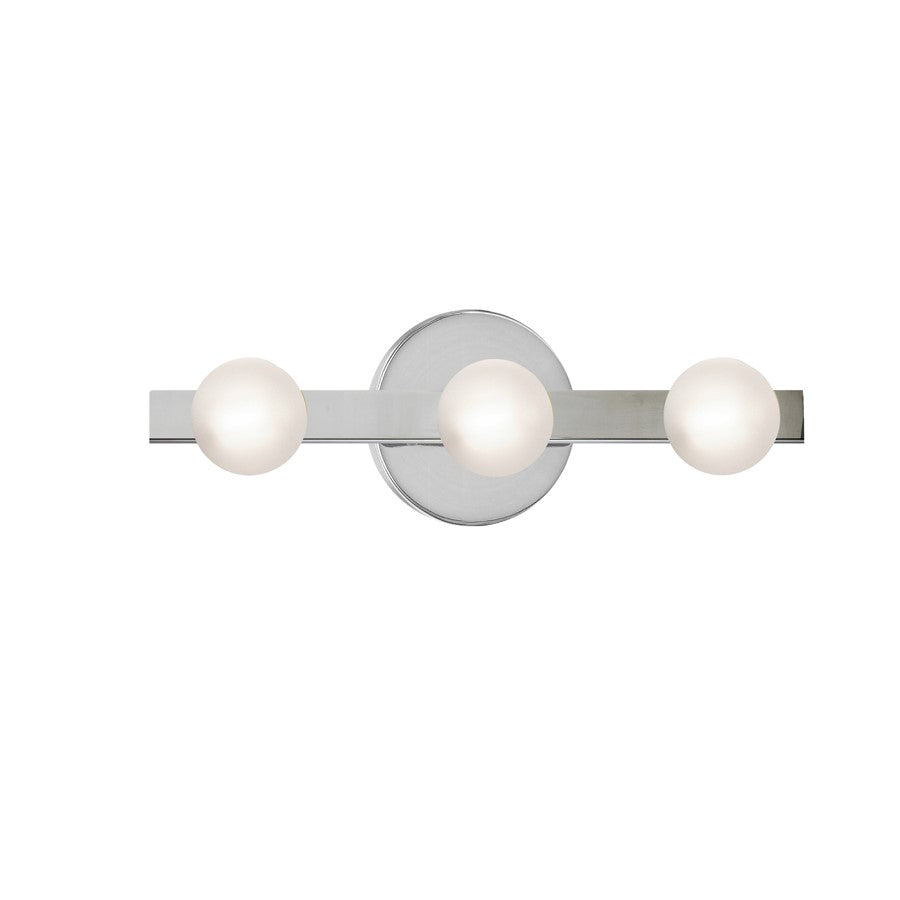 Dainolite Raleigh 16in 3-Light Vanity Light | Modern Polished Chrome and White Glass | Bathroom Vanity | 4.5 x 16 x 4.75 in | Model RAL-163W-PC