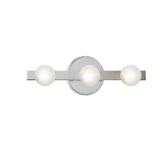 Dainolite Raleigh 16in 3-Light Vanity Light | Modern Polished Chrome and White Glass | Bathroom Vanity | 4.5 x 16 x 4.75 in | Model RAL-163W-PC