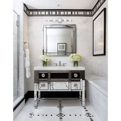 Dainolite Raleigh 27in 5-Light Vanity Light | Modern Polished Chrome and White Glass | Bathroom Vanity | 4.5 x 27.25 x 4.75 in | Model RAL-275W-PC