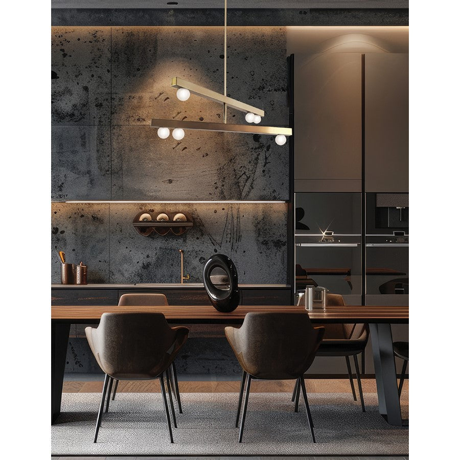 Dainolite Raleigh 30in 6-Light Chandelier | Modern Aged Brass and White Glass | Dining Room & Foyer | 30 x 30 x 10 in | Model RAL-306C-AGB