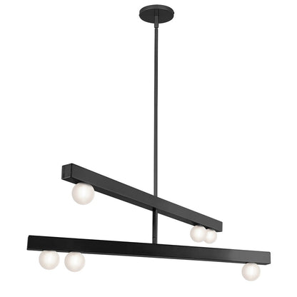 Dainolite Raleigh 30in 6-Light Chandelier | Modern Matte Black and White Glass | Kitchen & Dining Room | 30 x 30 x 10 in | Model RAL-306C-MB